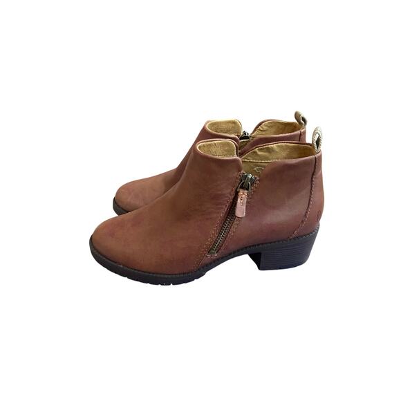 Hush Puppies Hadley Women's Bootie Shoes 6.5 Brown Cognac Side Zip Leather Boots - Picture 9 of 9